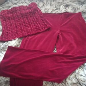 Moda International Red Straight Leg Pants and tube top velvet